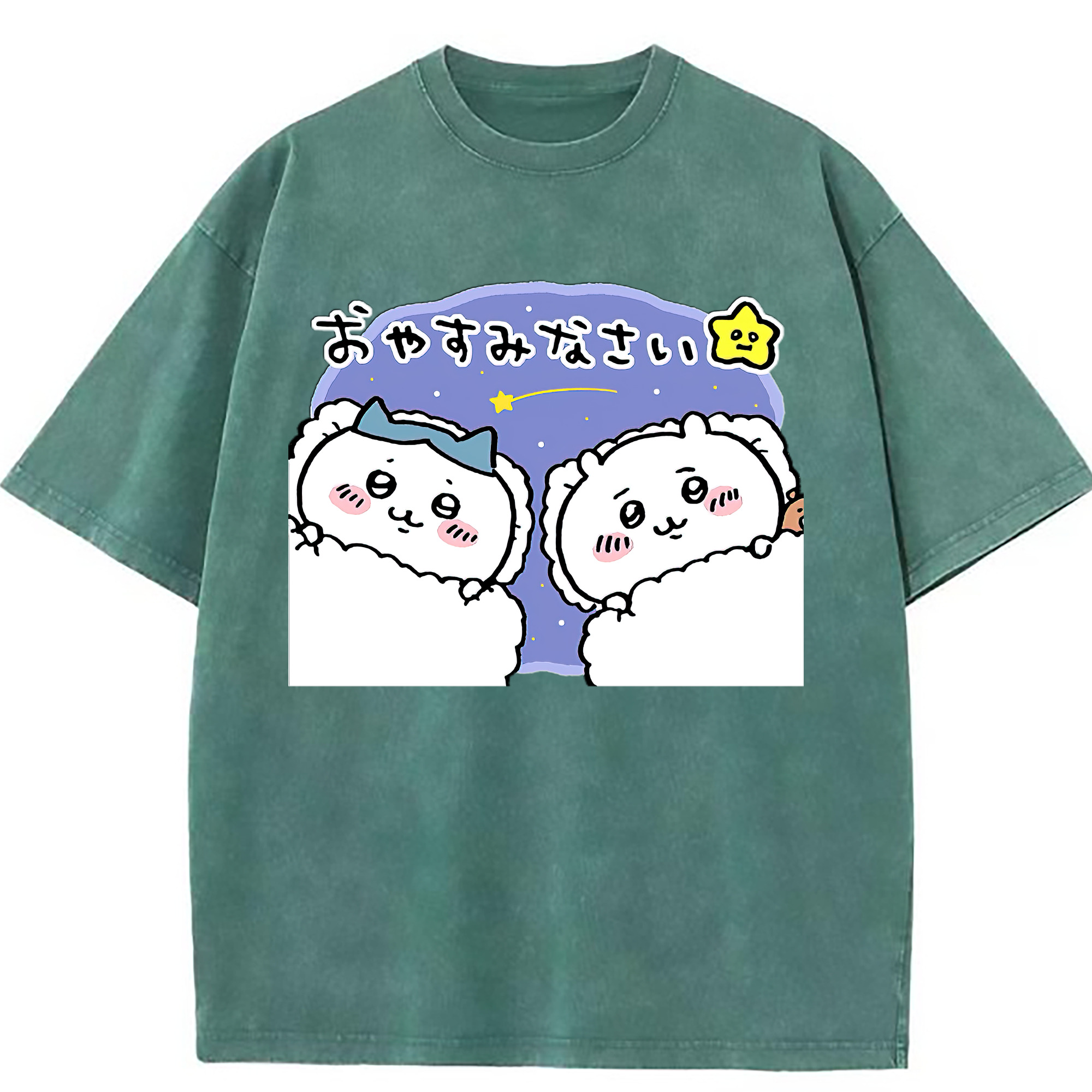 （画像用） ちいかわ ハチワレ Chii-kawa hachiware 綿100% ヴィンテージ風 半袖Tシャツ（フロントプリント）